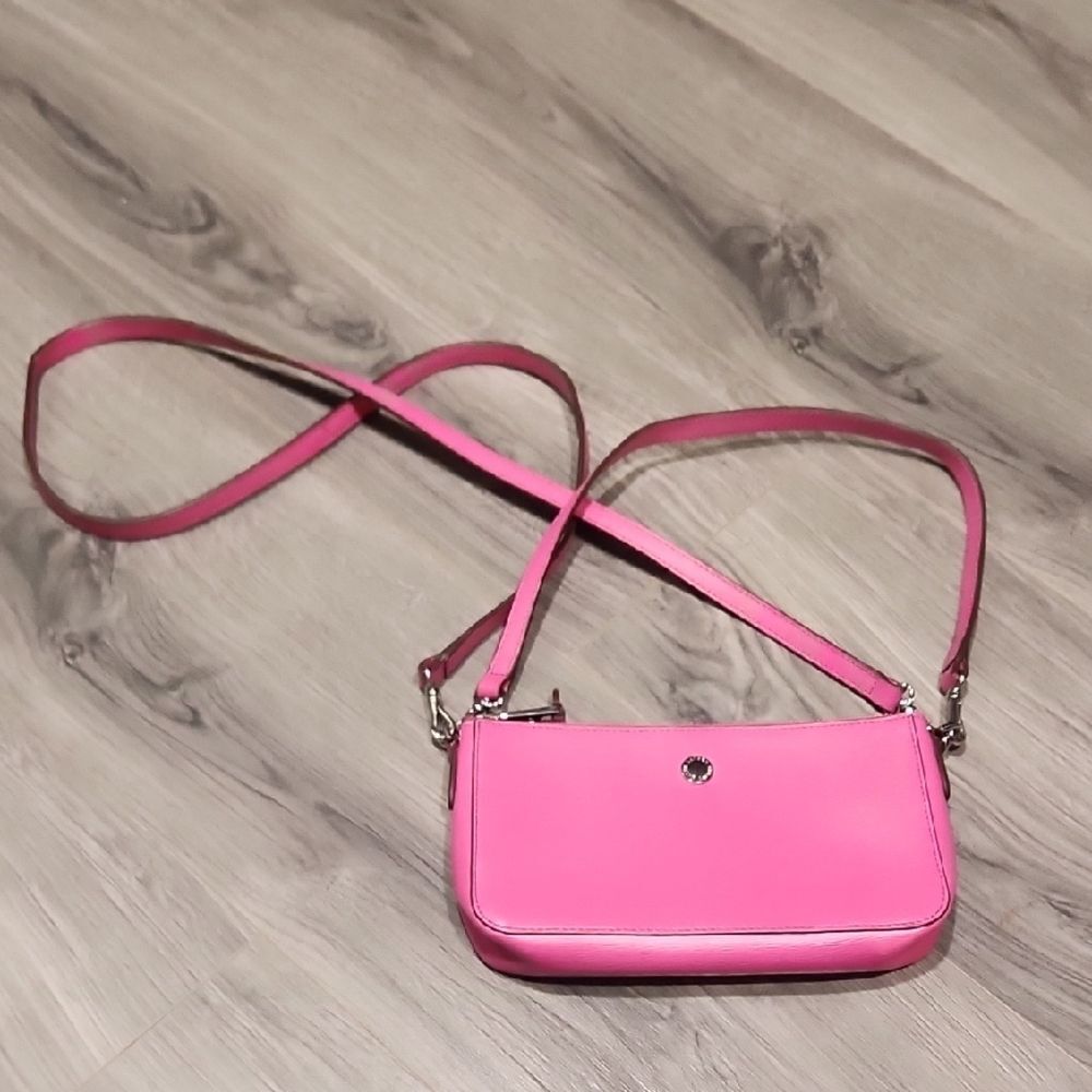 EUC BARBIE Pink Mini LRL Leather Crossbody Pouchette Bag